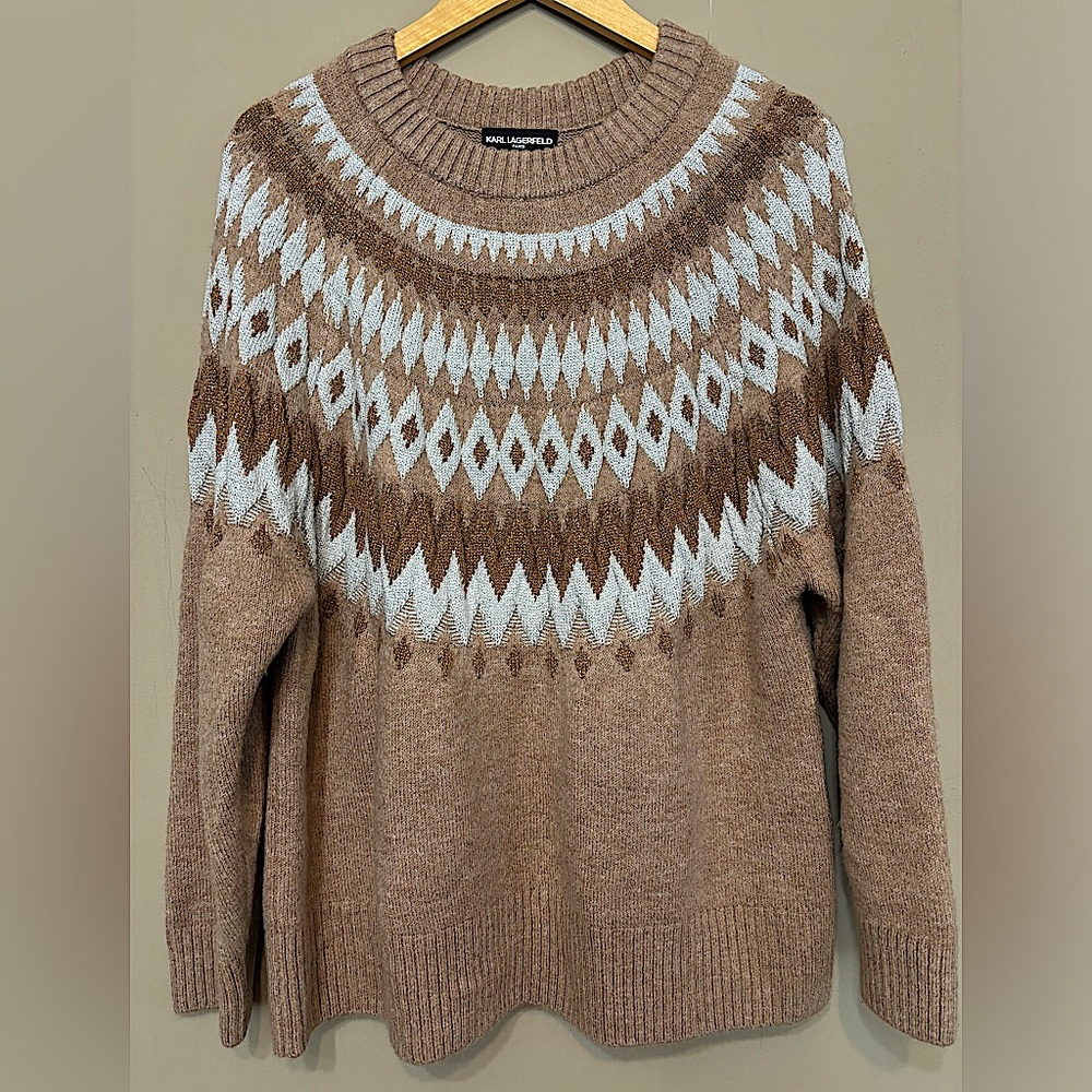 KARL LAGERFELD PARIS Fair Isle Metallic Sweater